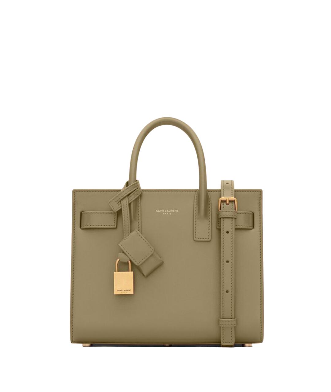 SAINT LAURENT Зеленая кожаная сумка тоут, фото 1