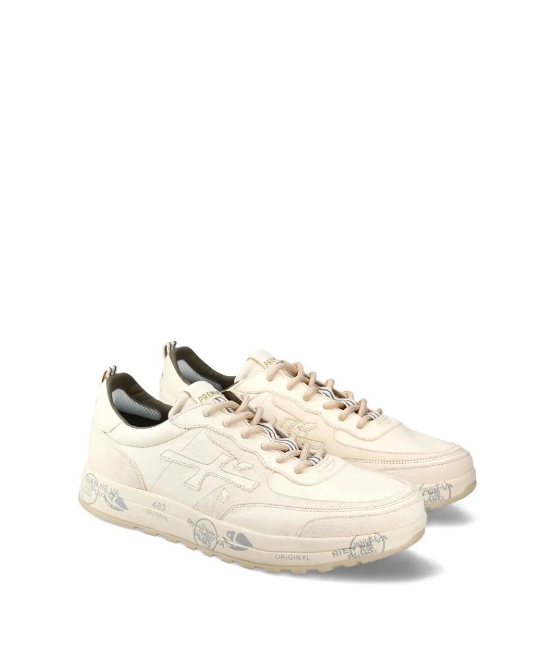 PREMIATA Белые кожаные низкие кроссовки / кеды, фото 2