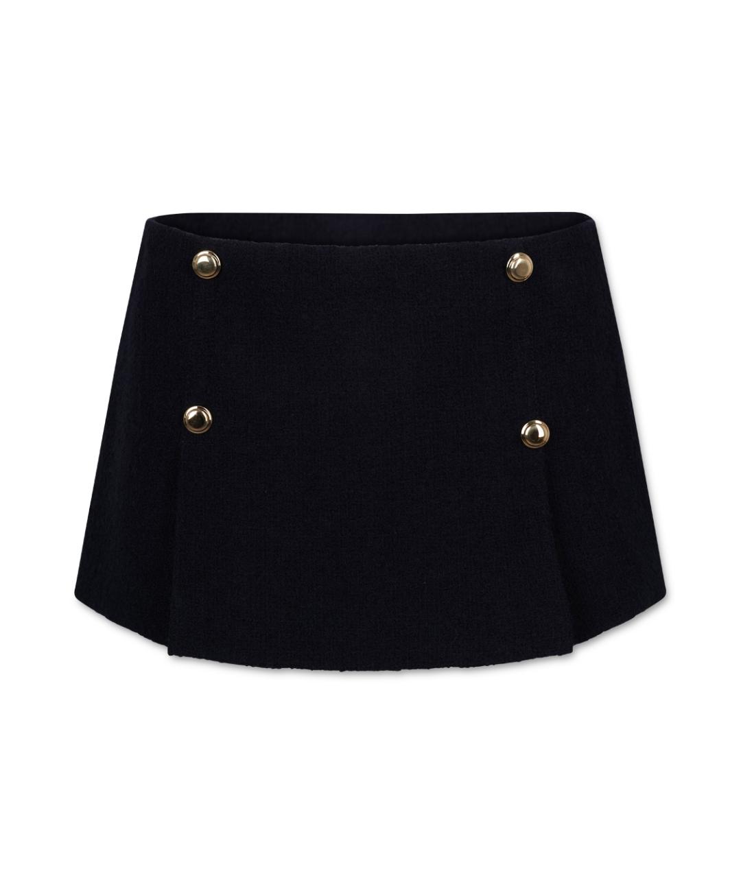 MIU MIU Темно-синяя шерстяная юбка мини, фото 1