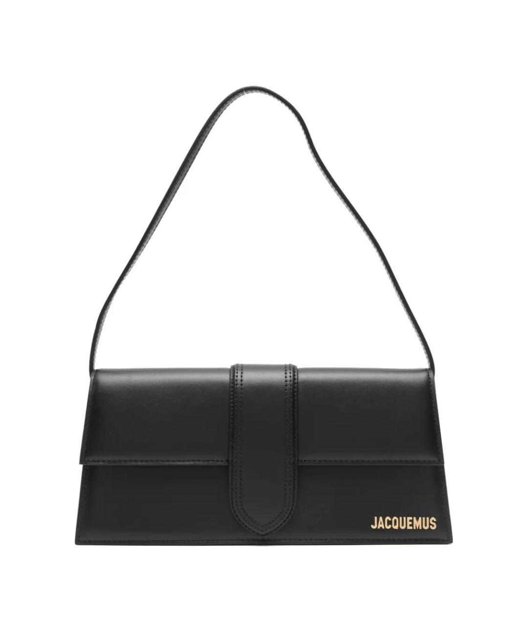 JACQUEMUS Черная кожаная сумка тоут, фото 1