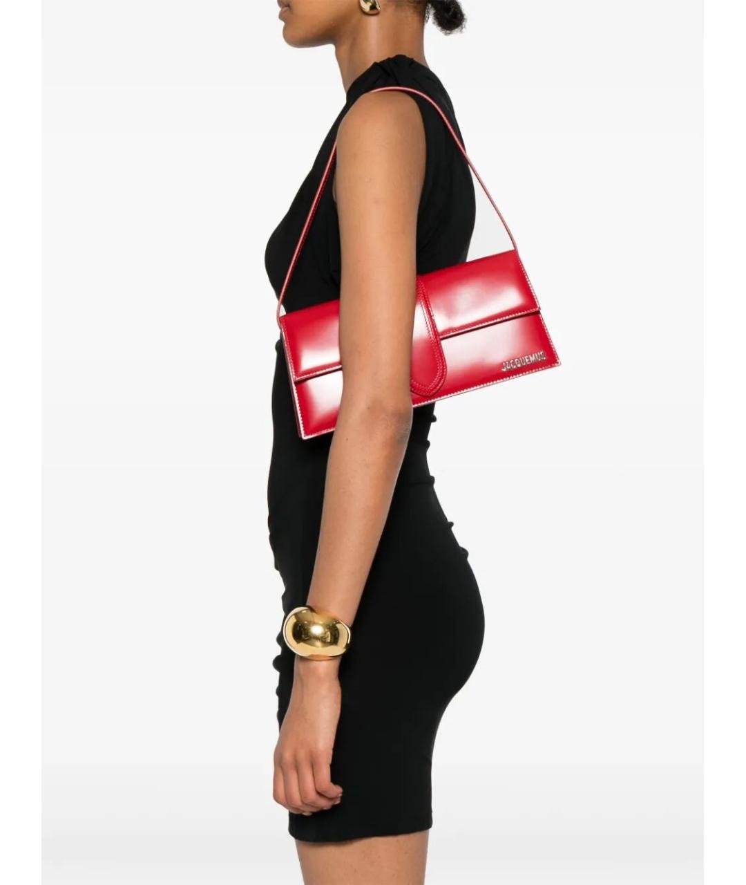 JACQUEMUS Красная кожаная сумка через плечо, фото 2