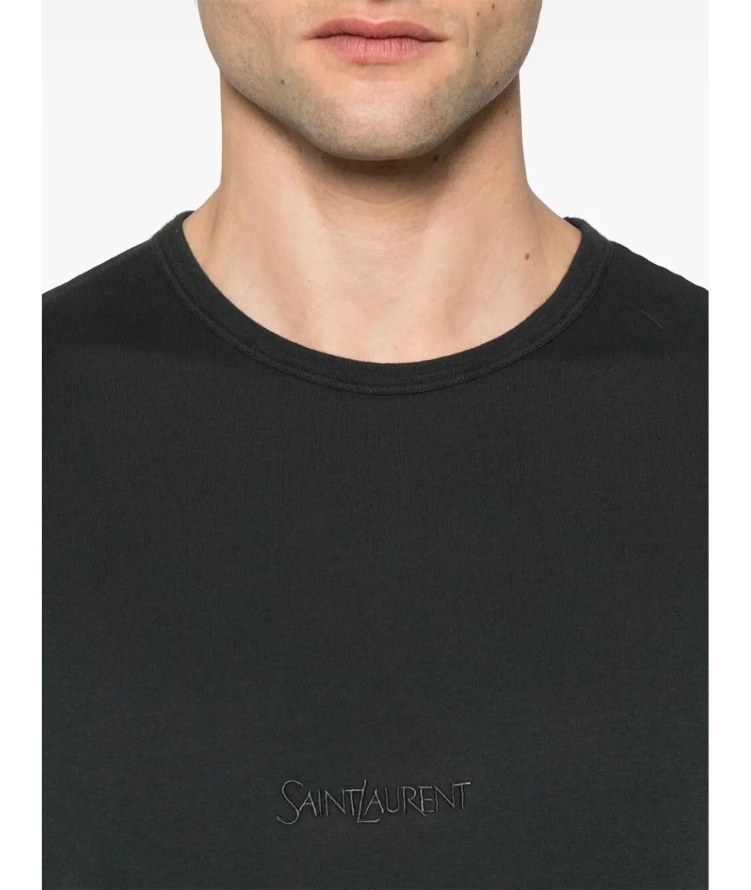 SAINT LAURENT Антрацитовая хлопковая футболка, фото 4