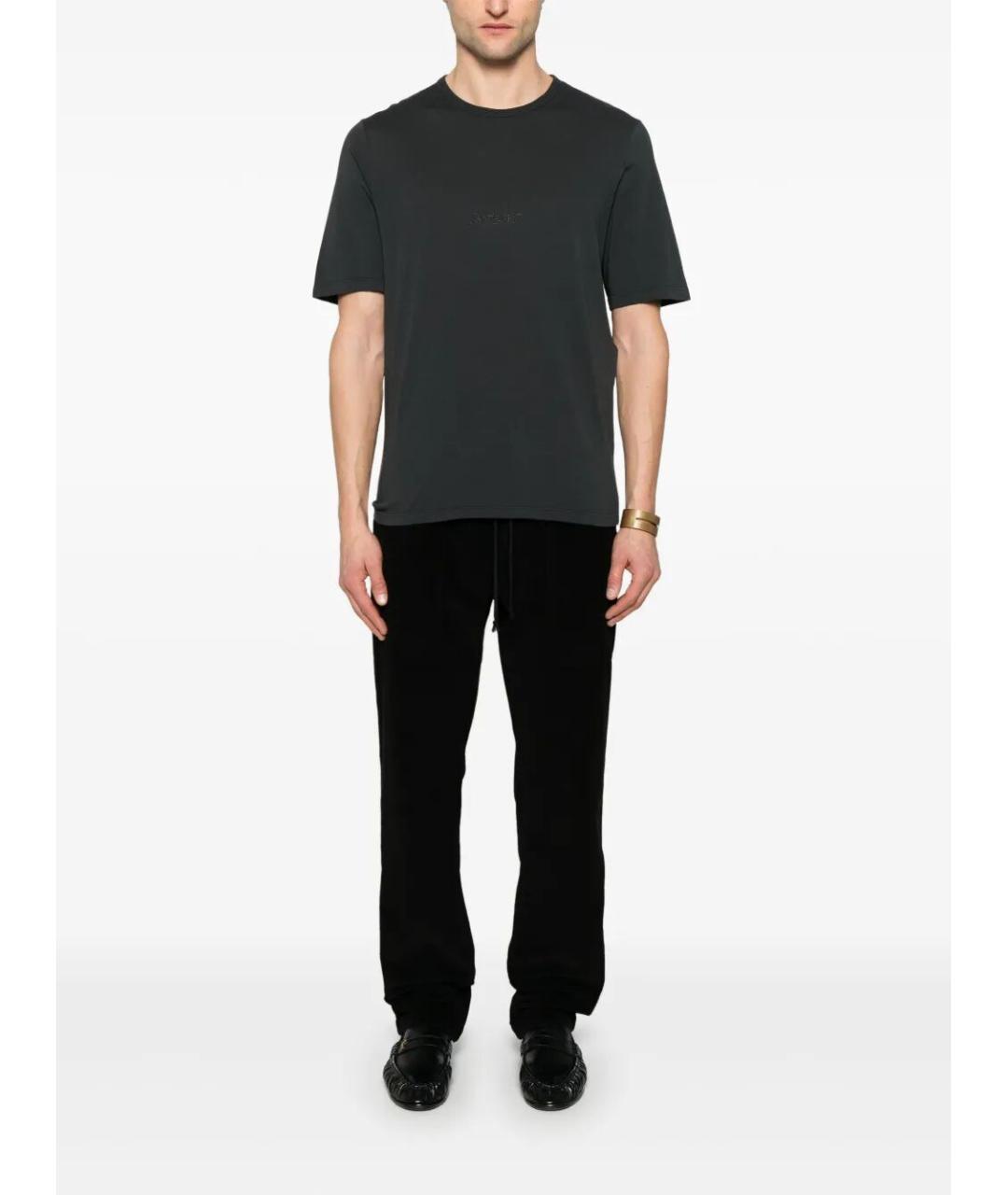 SAINT LAURENT Антрацитовая хлопковая футболка, фото 2