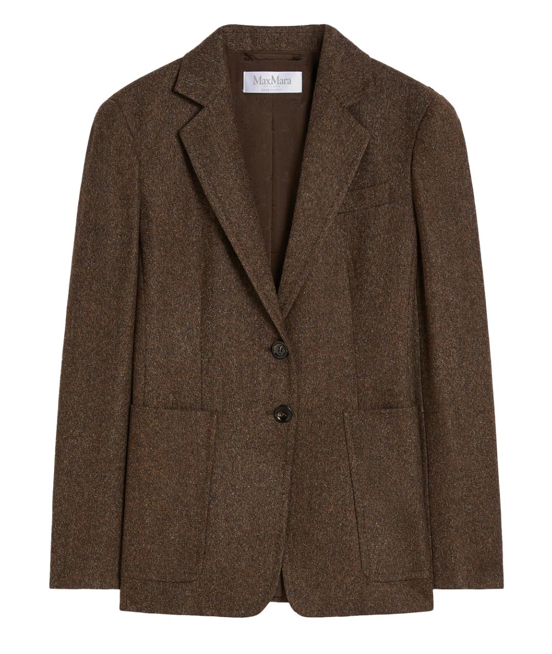 MAX MARA Коричневый шерстяной жакет/пиджак, фото 1