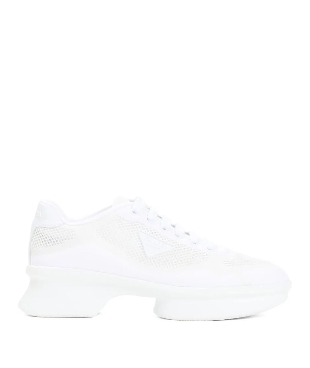 PRADA Белые синтетические кроссовки, фото 1
