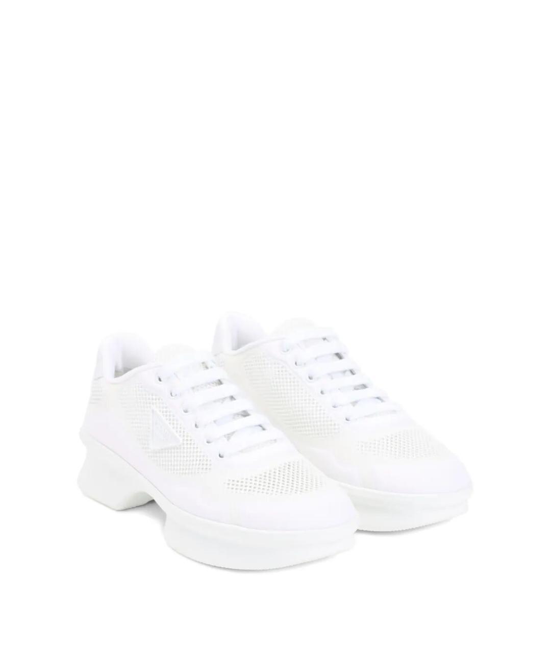 PRADA Белые синтетические кроссовки, фото 3