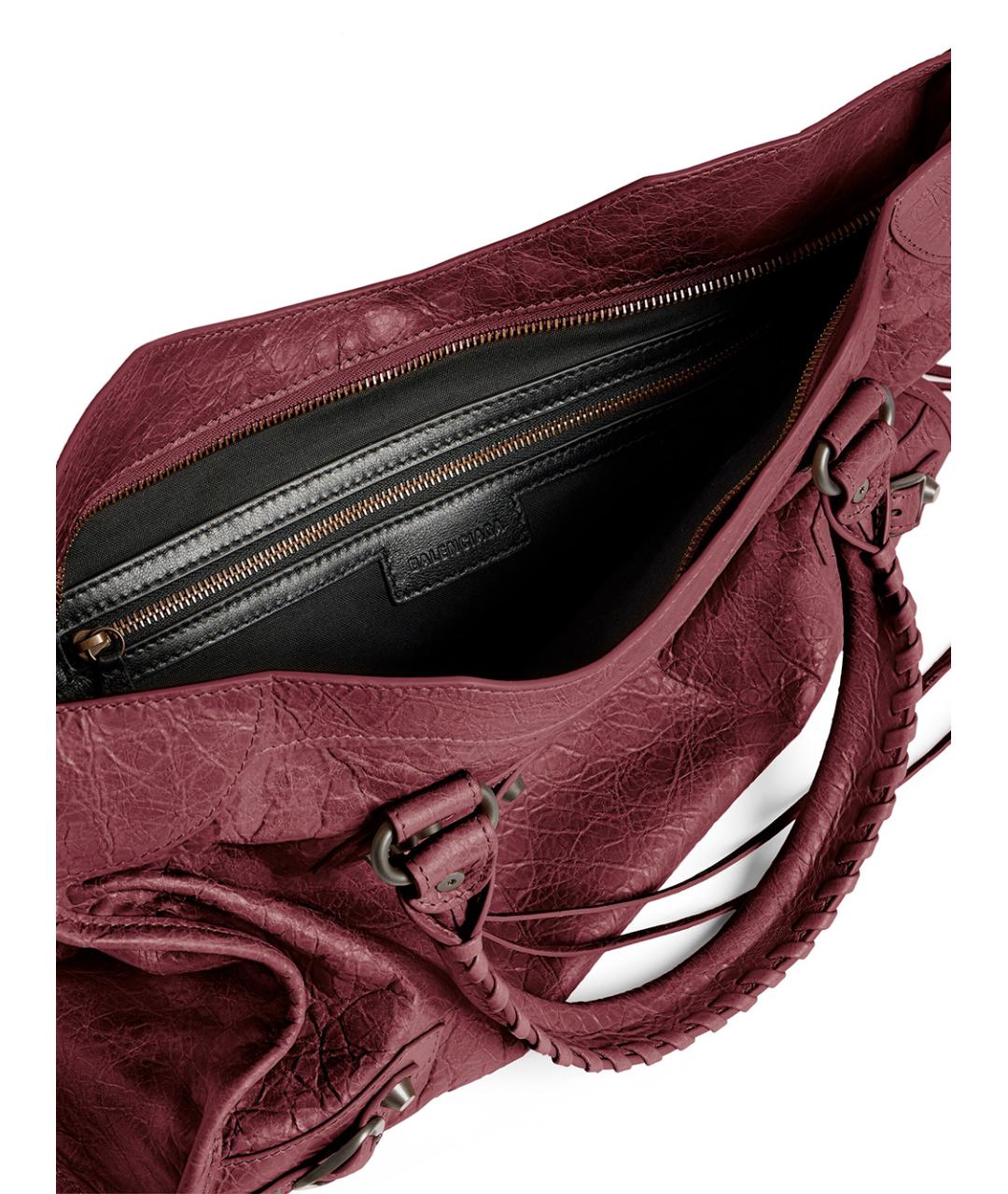 BALENCIAGA Бордовая кожаная сумка тоут, фото 8