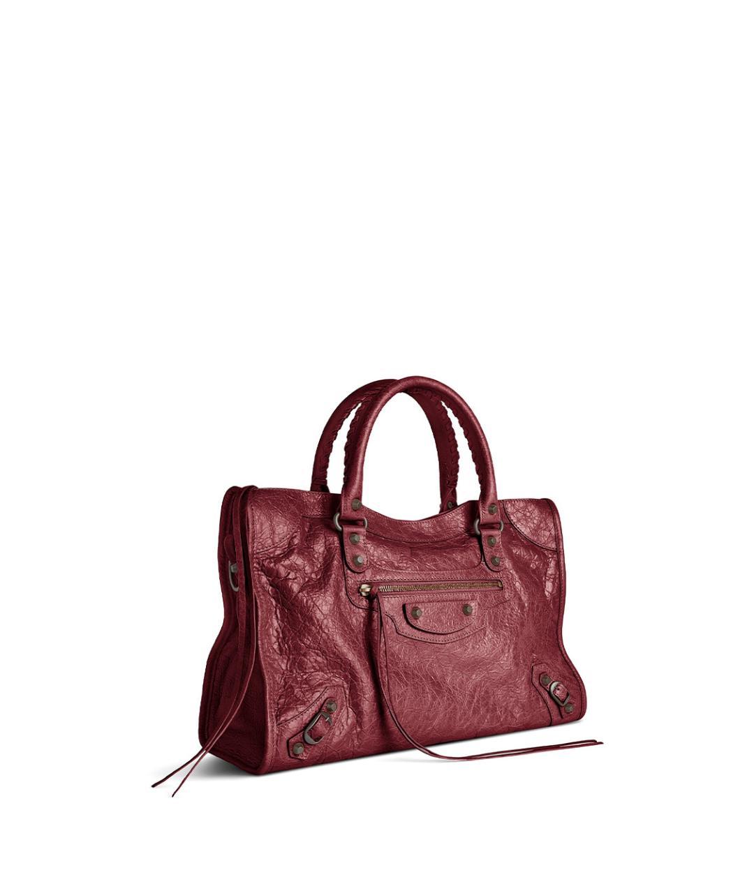 BALENCIAGA Бордовая кожаная сумка тоут, фото 3