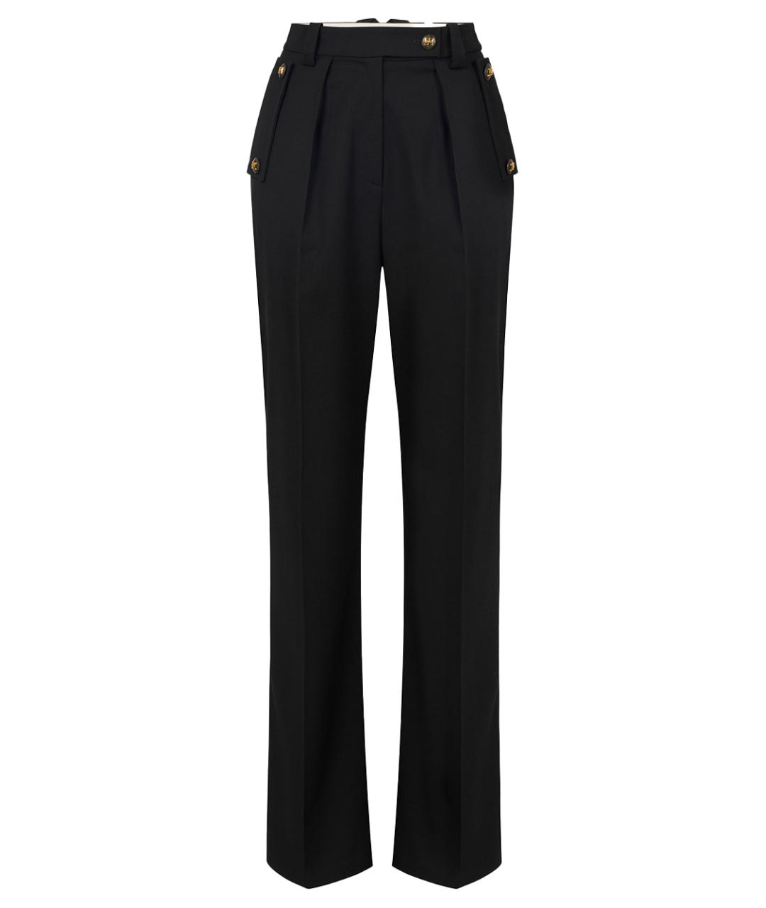 ELISABETTA FRANCHI Черные полиэстеровые прямые брюки, фото 1