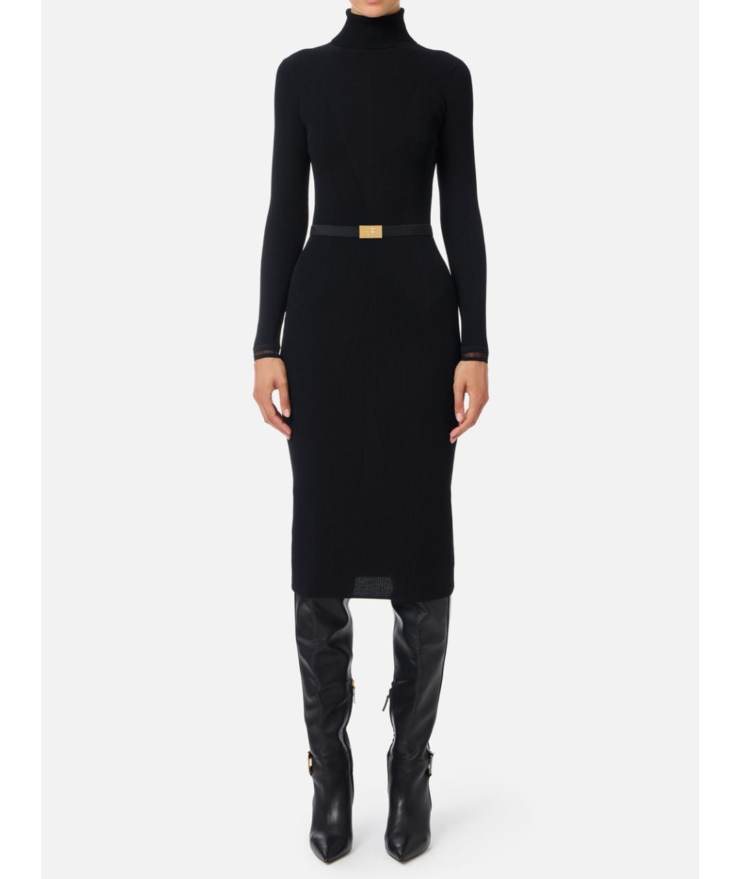 ELISABETTA FRANCHI Черное вискозное повседневное платье, фото 2