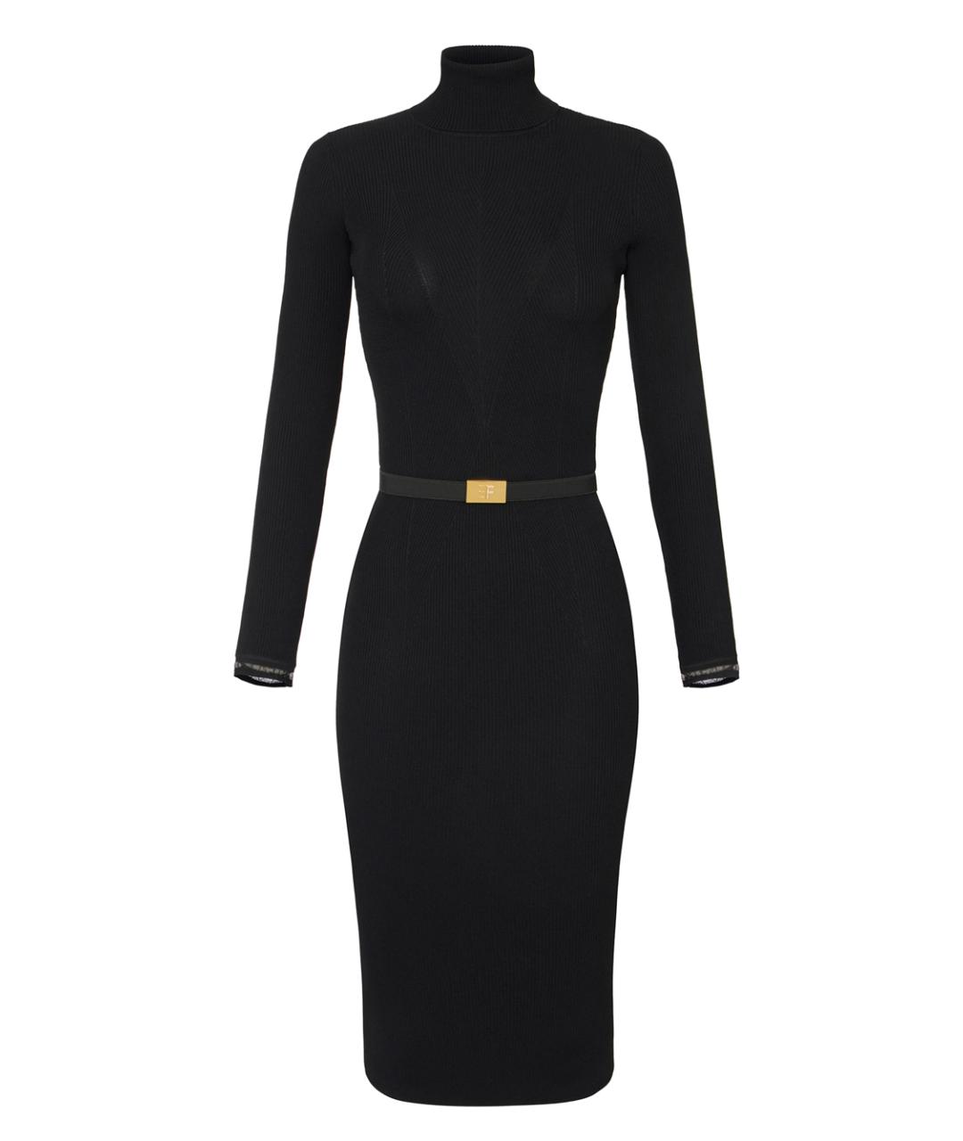 ELISABETTA FRANCHI Черное вискозное повседневное платье, фото 1