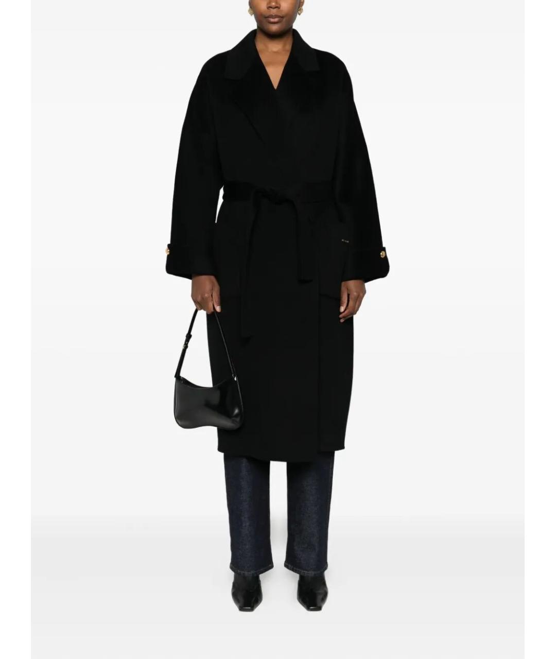 ELISABETTA FRANCHI Черное шерстяное пальто, фото 2