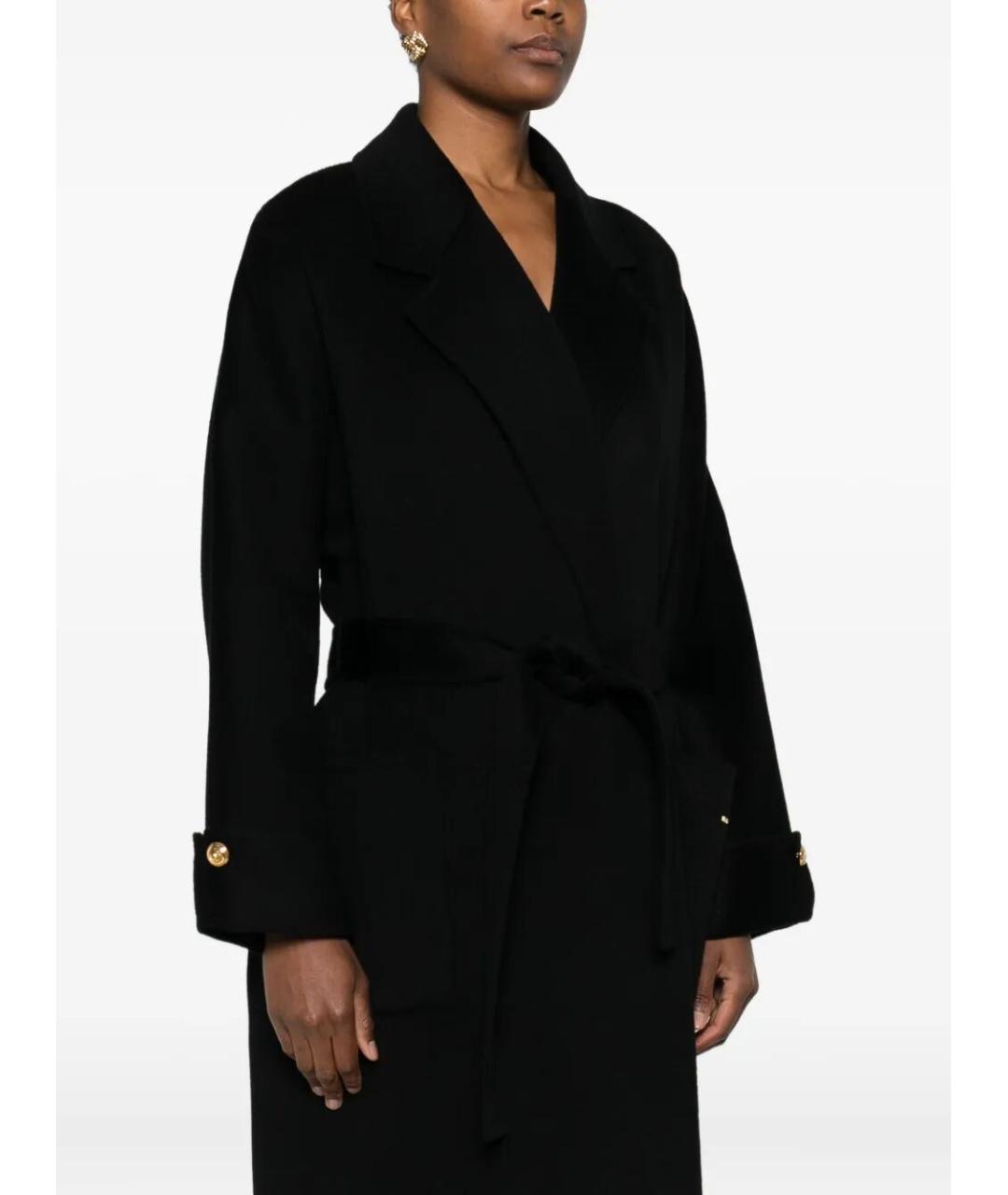 ELISABETTA FRANCHI Черное шерстяное пальто, фото 5
