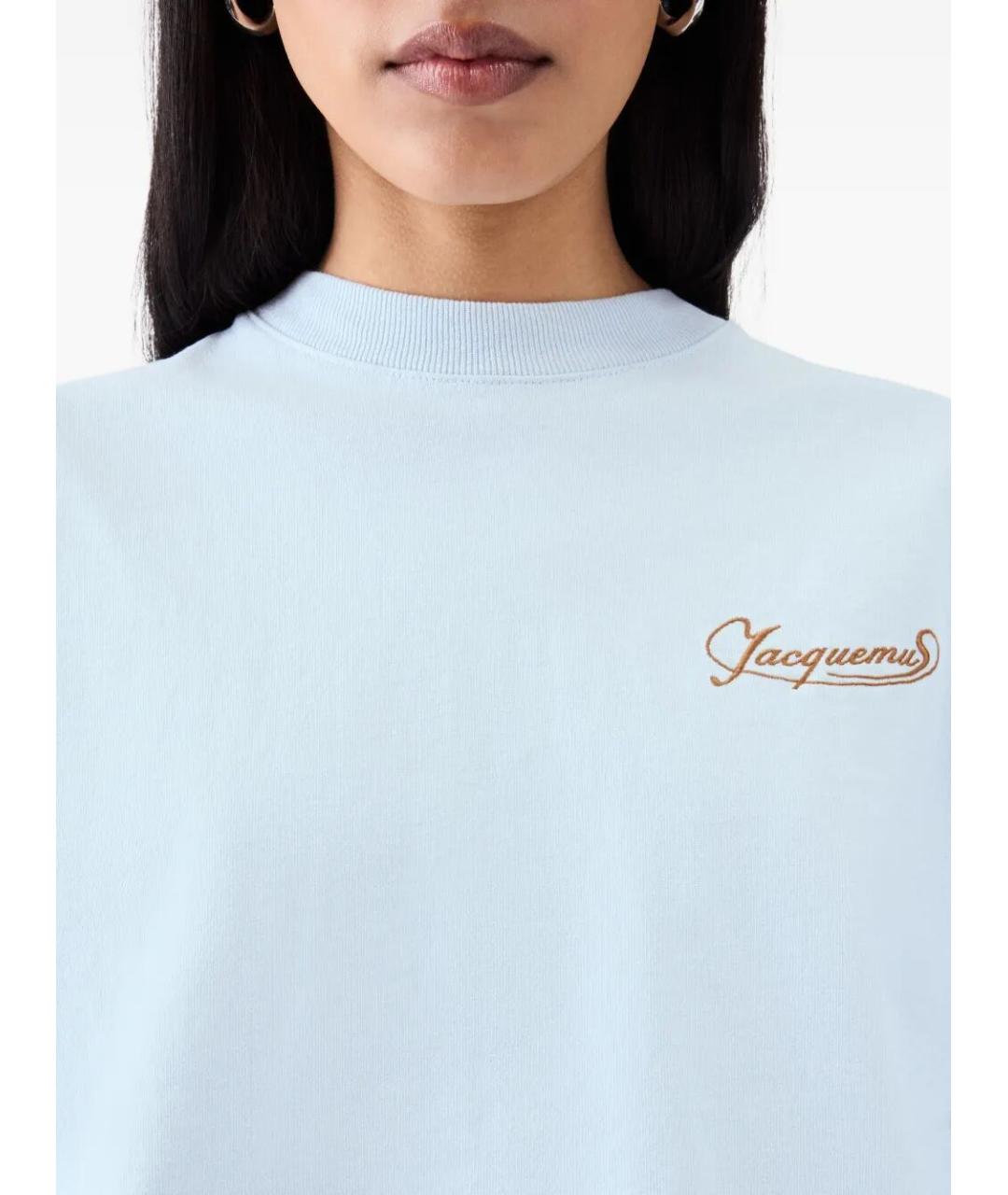 JACQUEMUS Голубая хлопковая футболка, фото 4