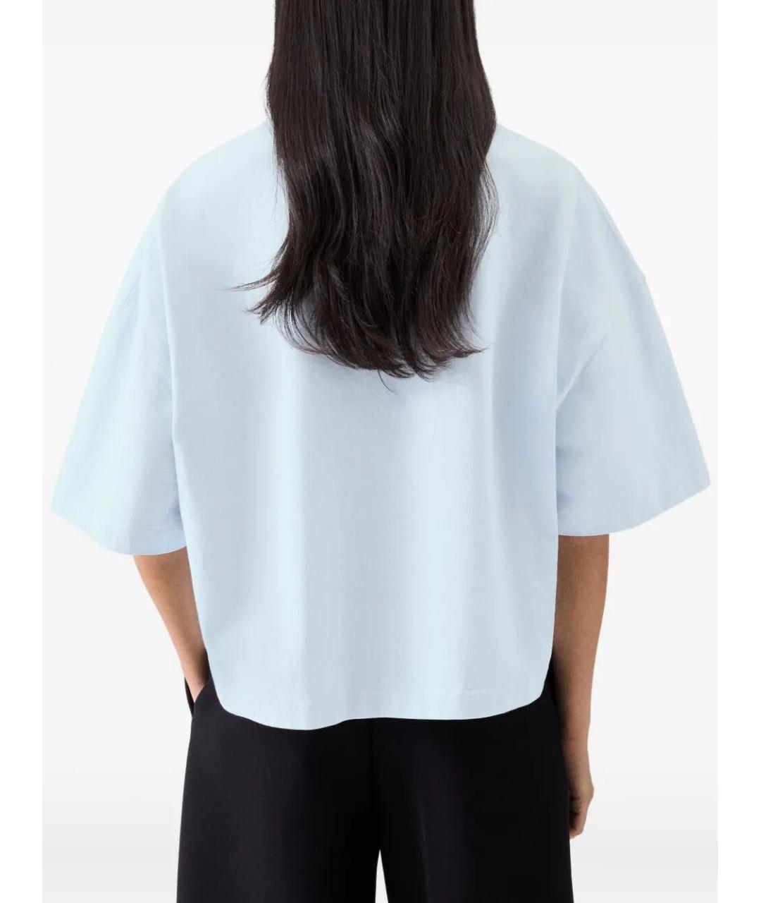 JACQUEMUS Голубая хлопковая футболка, фото 3