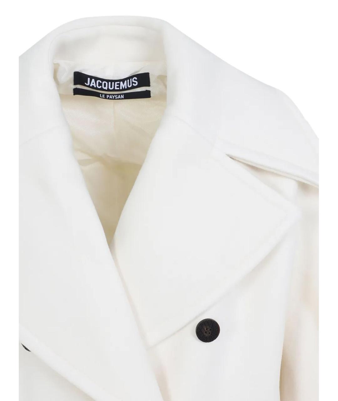 JACQUEMUS Белое шерстяное пальто, фото 4