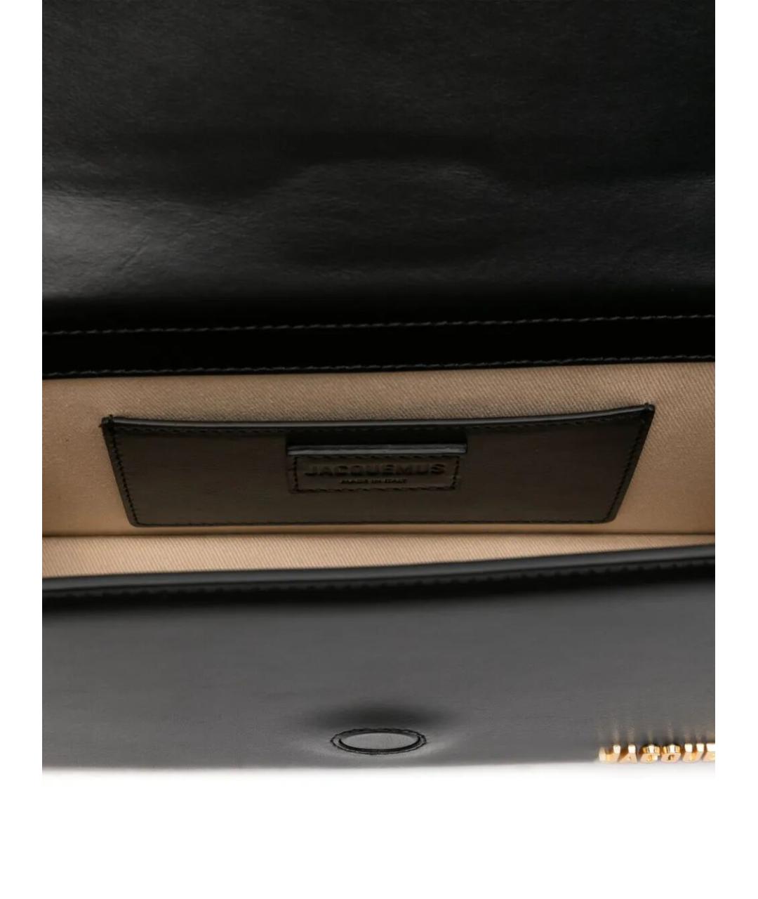 JACQUEMUS Черная кожаная сумка через плечо, фото 3