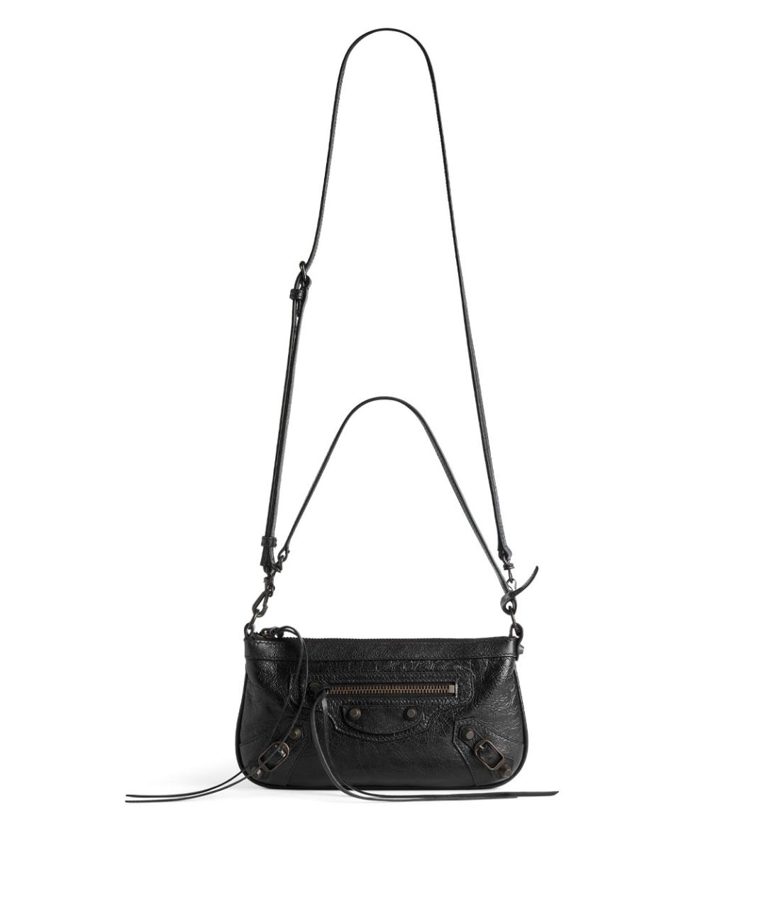 BALENCIAGA Черная кожаная сумка через плечо, фото 5