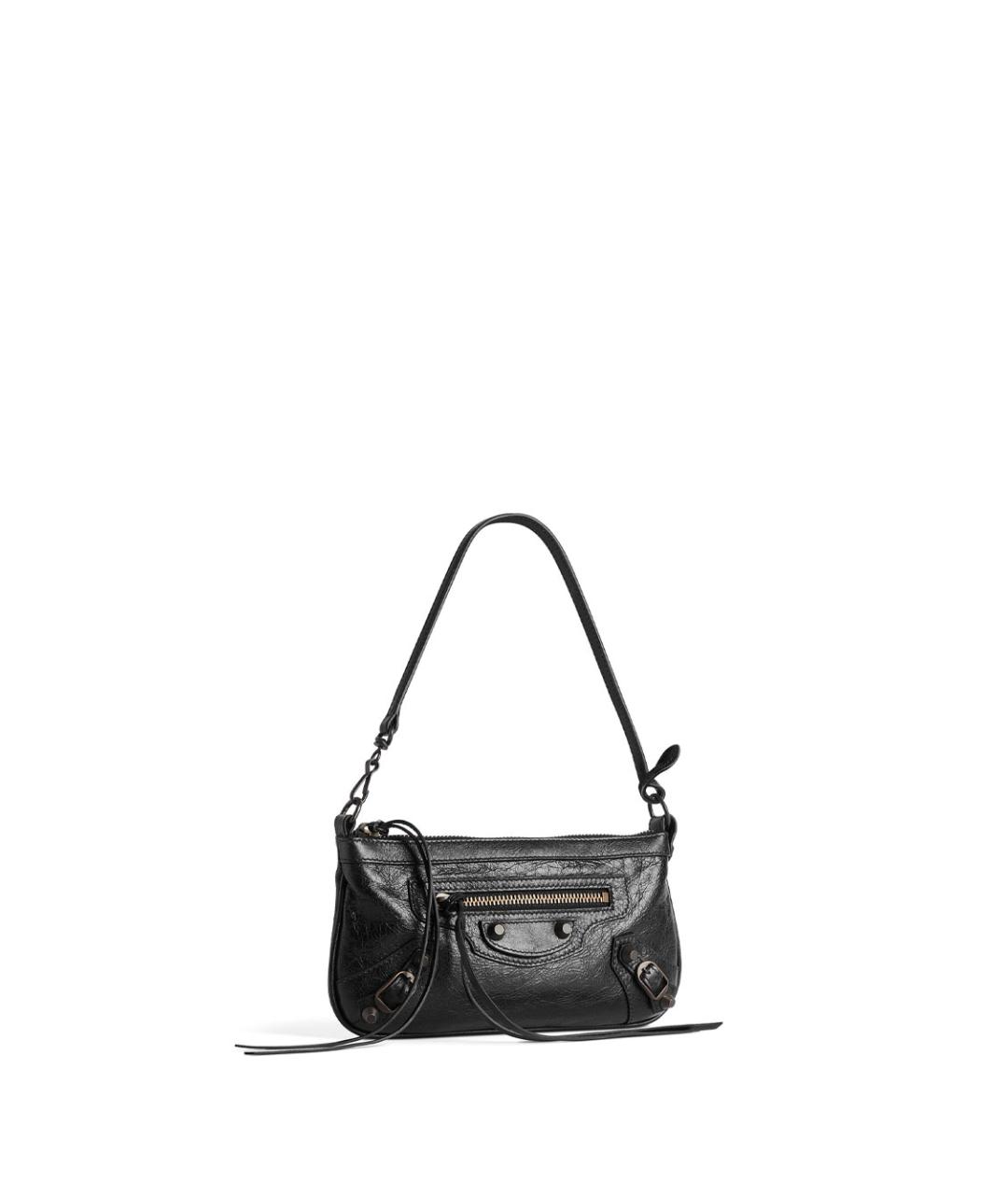 BALENCIAGA Черная кожаная сумка через плечо, фото 3