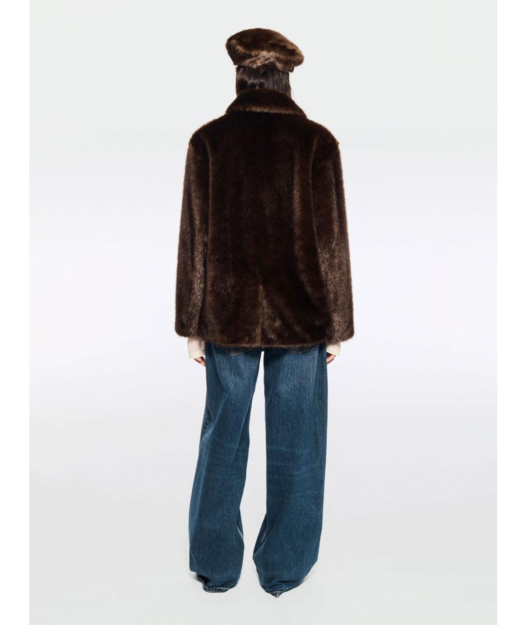 STAND STUDIO Коричневая полиэстеровая шуба, фото 3