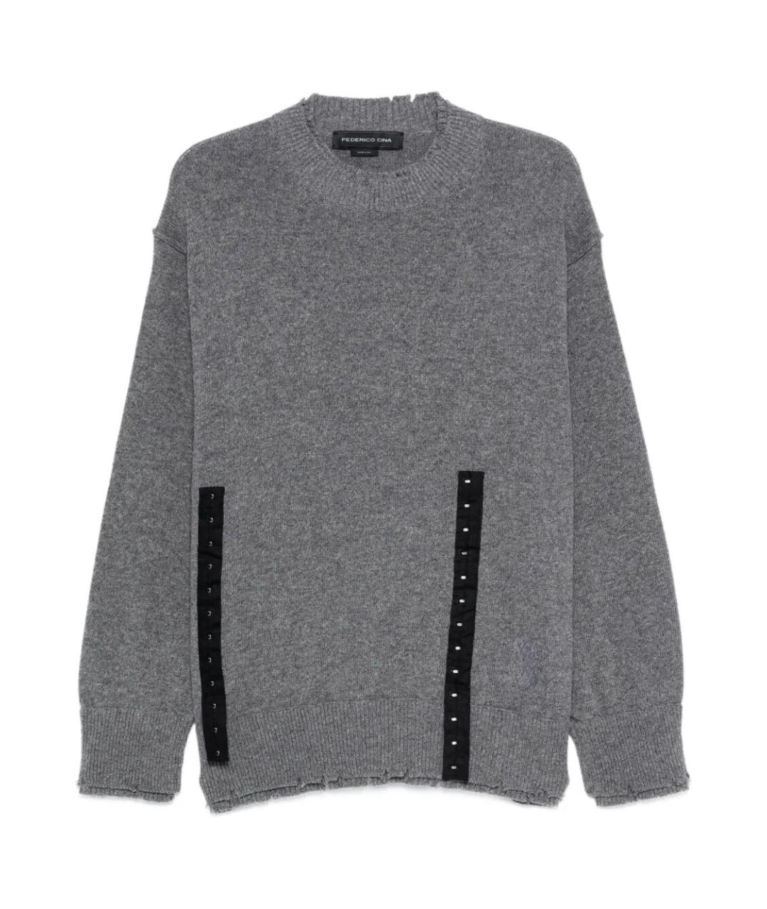 FEDERICO CINA Серый шерстяной джемпер / свитер, фото 1