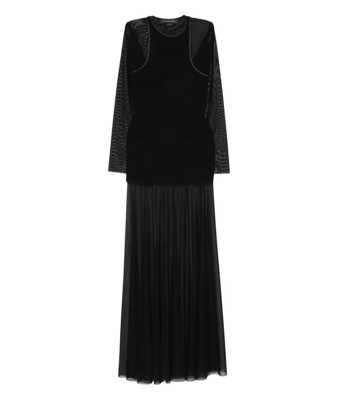 FEDERICO CINA Черное полиэстеровое вечернее платье, фото 1