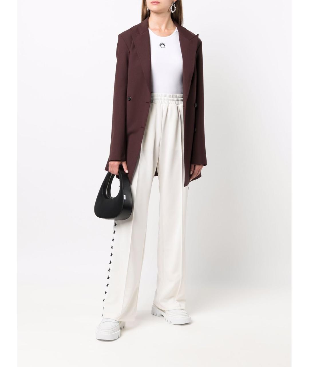 GOLDEN GOOSE DELUXE BRAND Белые полиэстеровые прямые брюки, фото 3