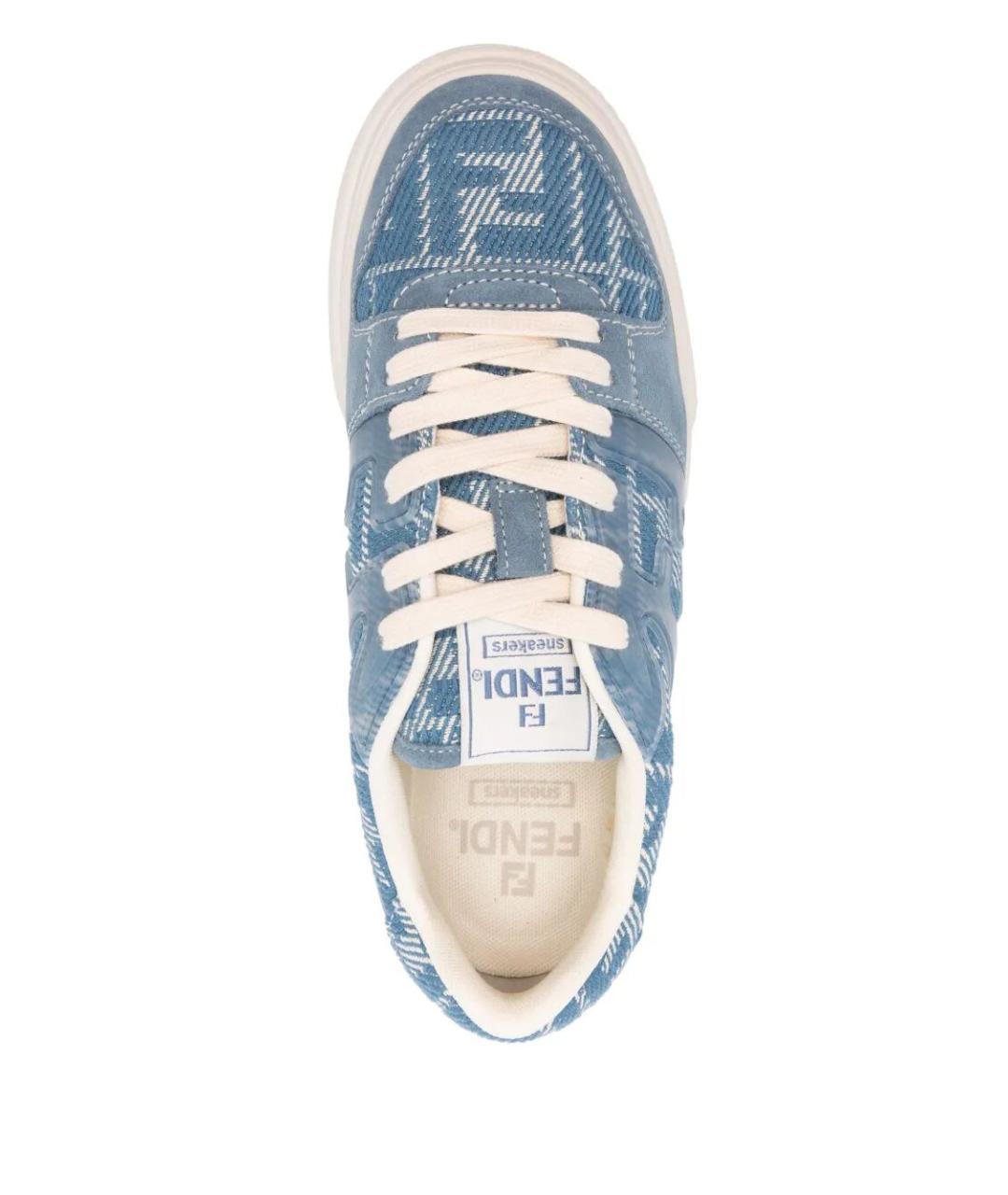 FENDI Голубые текстильные кеды, фото 4