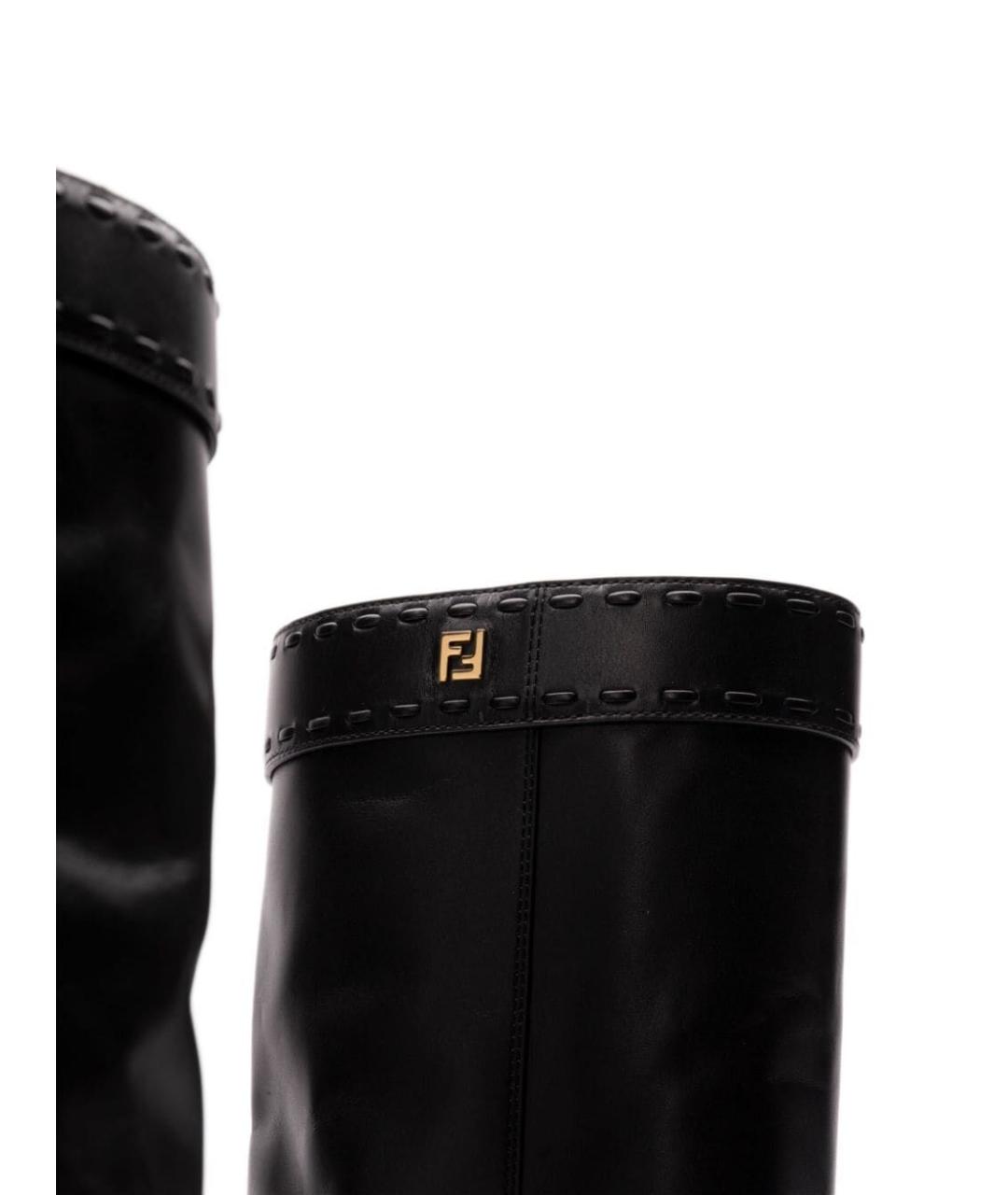 FENDI Черные кожаные сапоги, фото 6