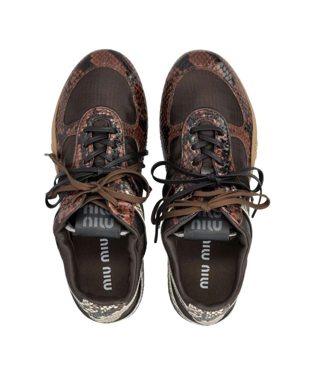 MIU MIU Коричневые текстильные кроссовки, фото 2