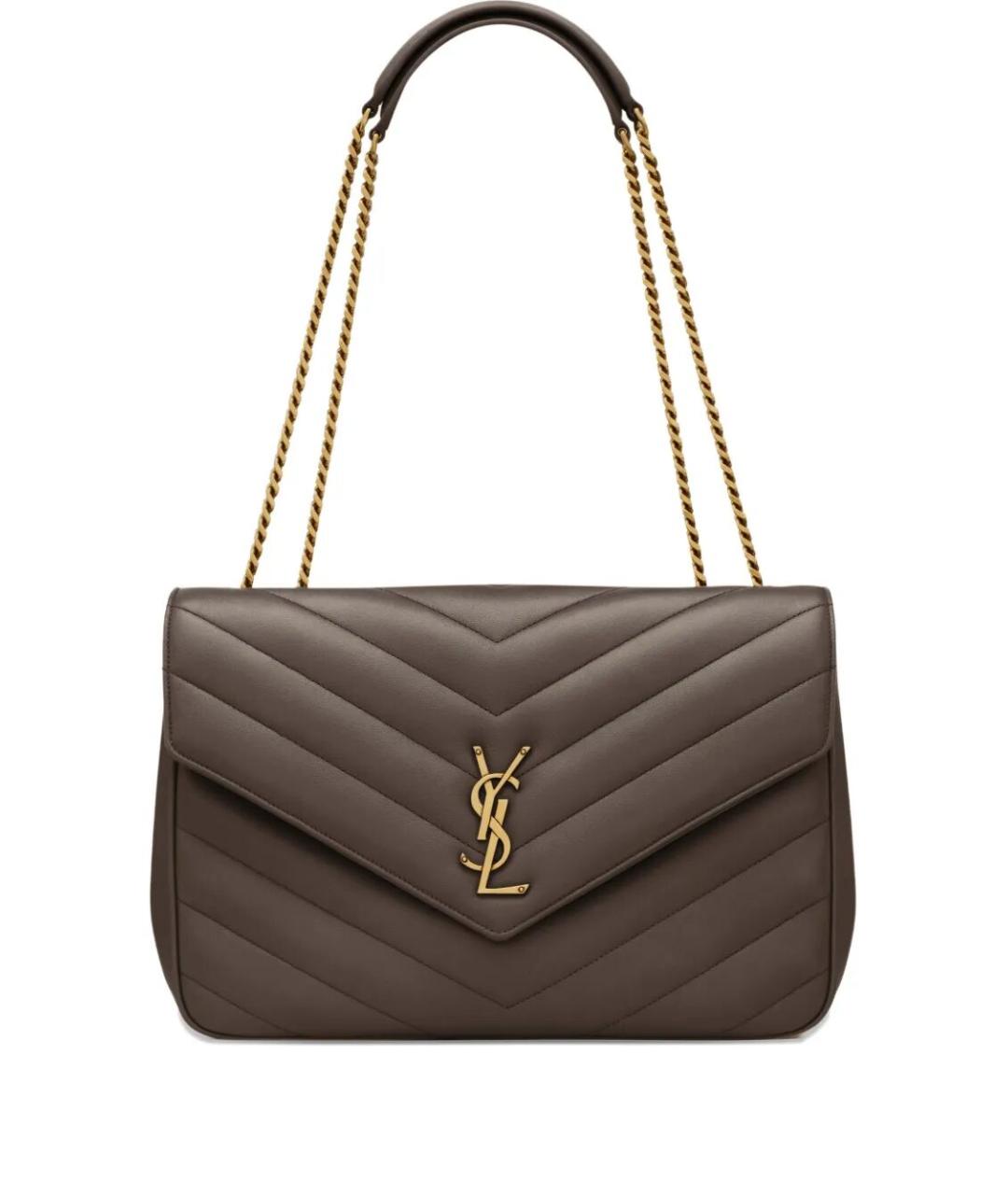 SAINT LAURENT Коричневая кожаная сумка через плечо, фото 1