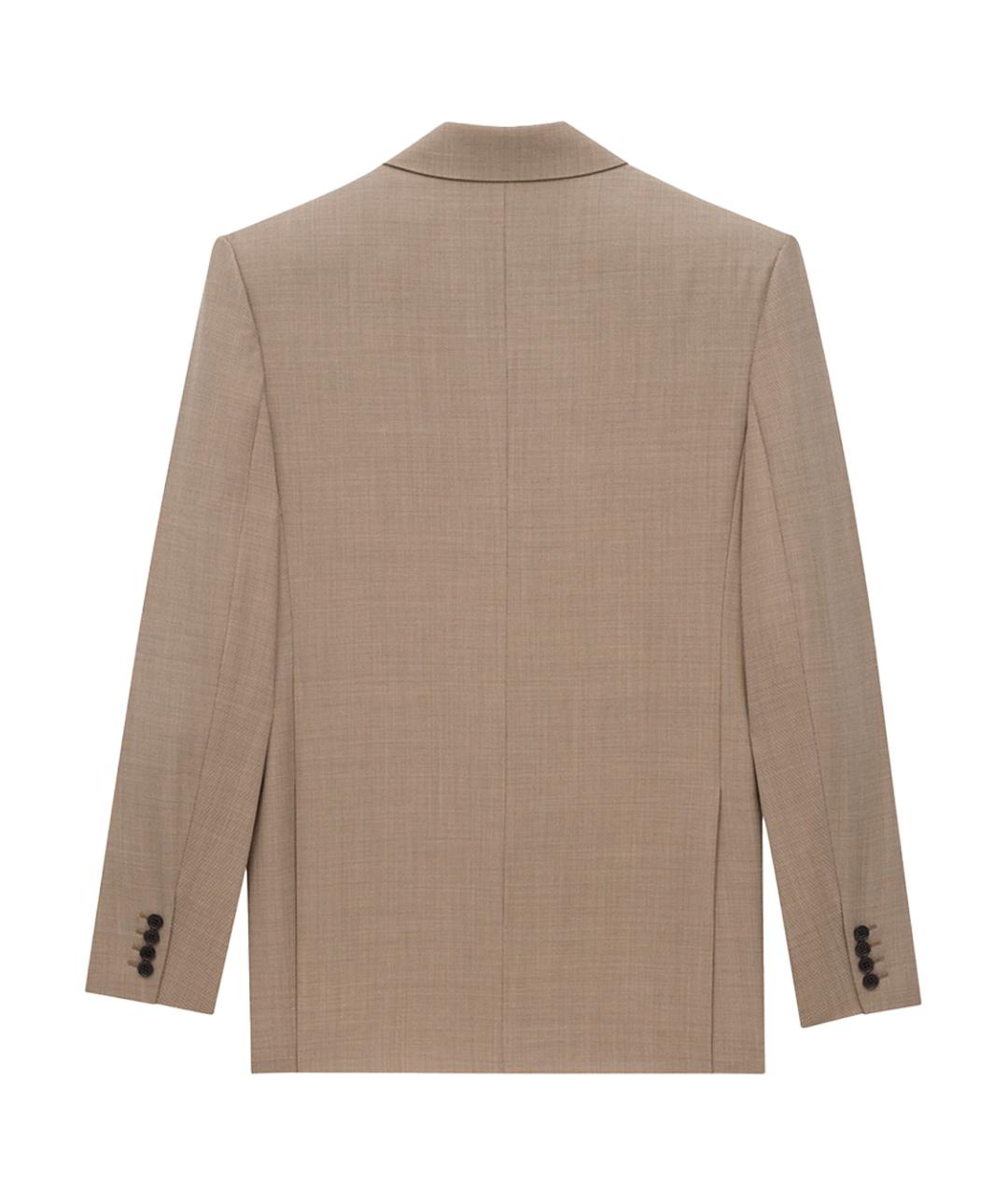 SAINT LAURENT Бежевый шерстяной жакет/пиджак, фото 2