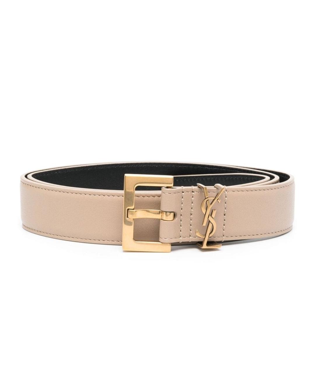 SAINT LAURENT Бежевый кожаный ремень, фото 1