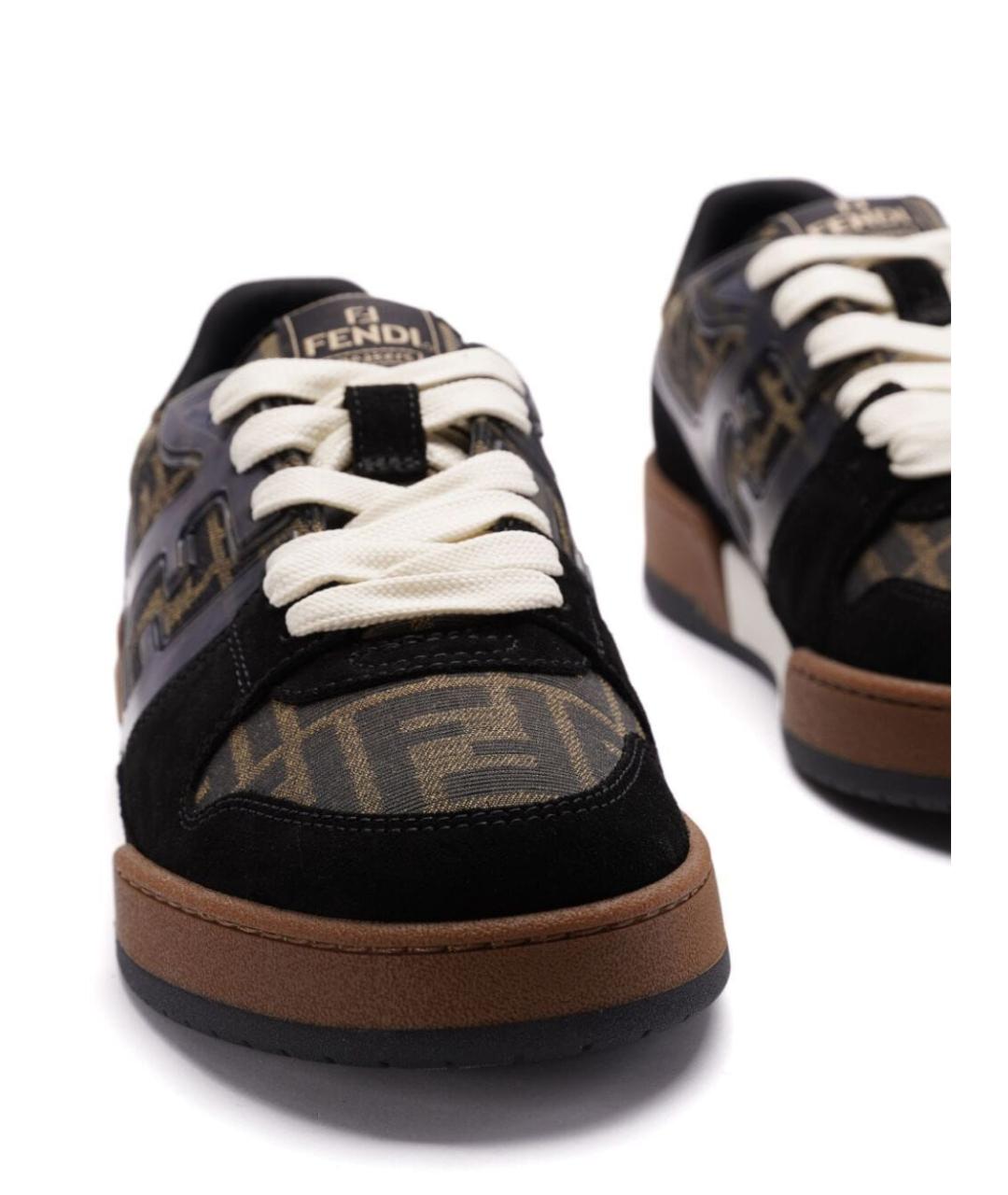 FENDI Черные текстильные низкие кроссовки / кеды, фото 3