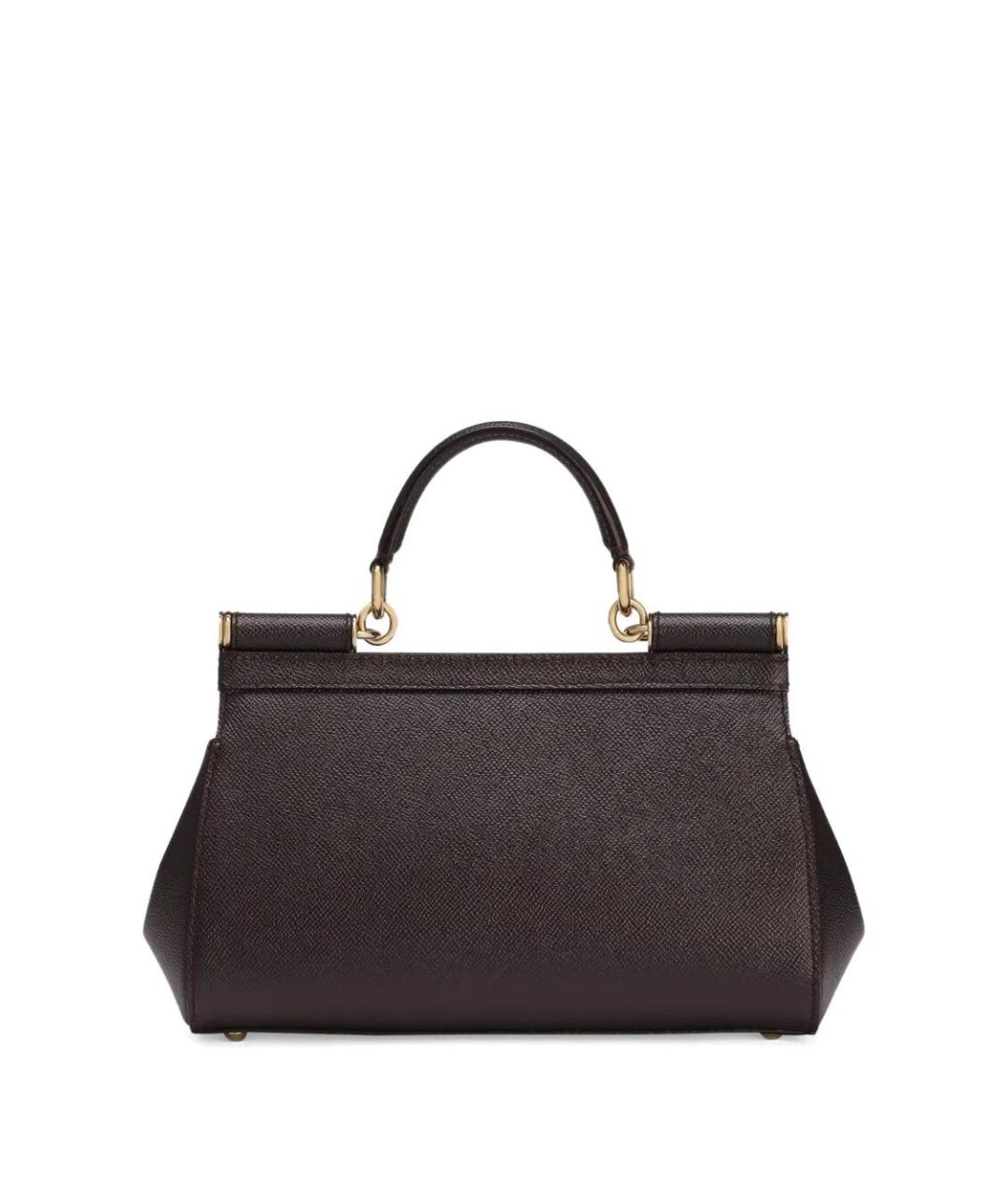 DOLCE&GABBANA Коричневая кожаная сумка тоут, фото 3