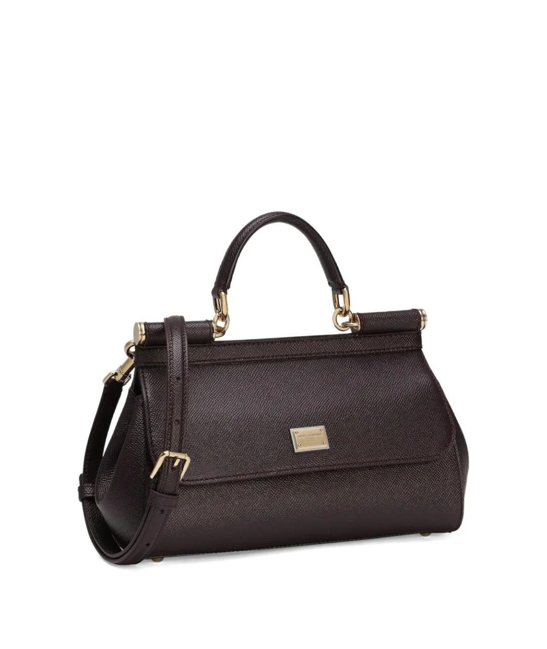 DOLCE&GABBANA Коричневая кожаная сумка тоут, фото 4
