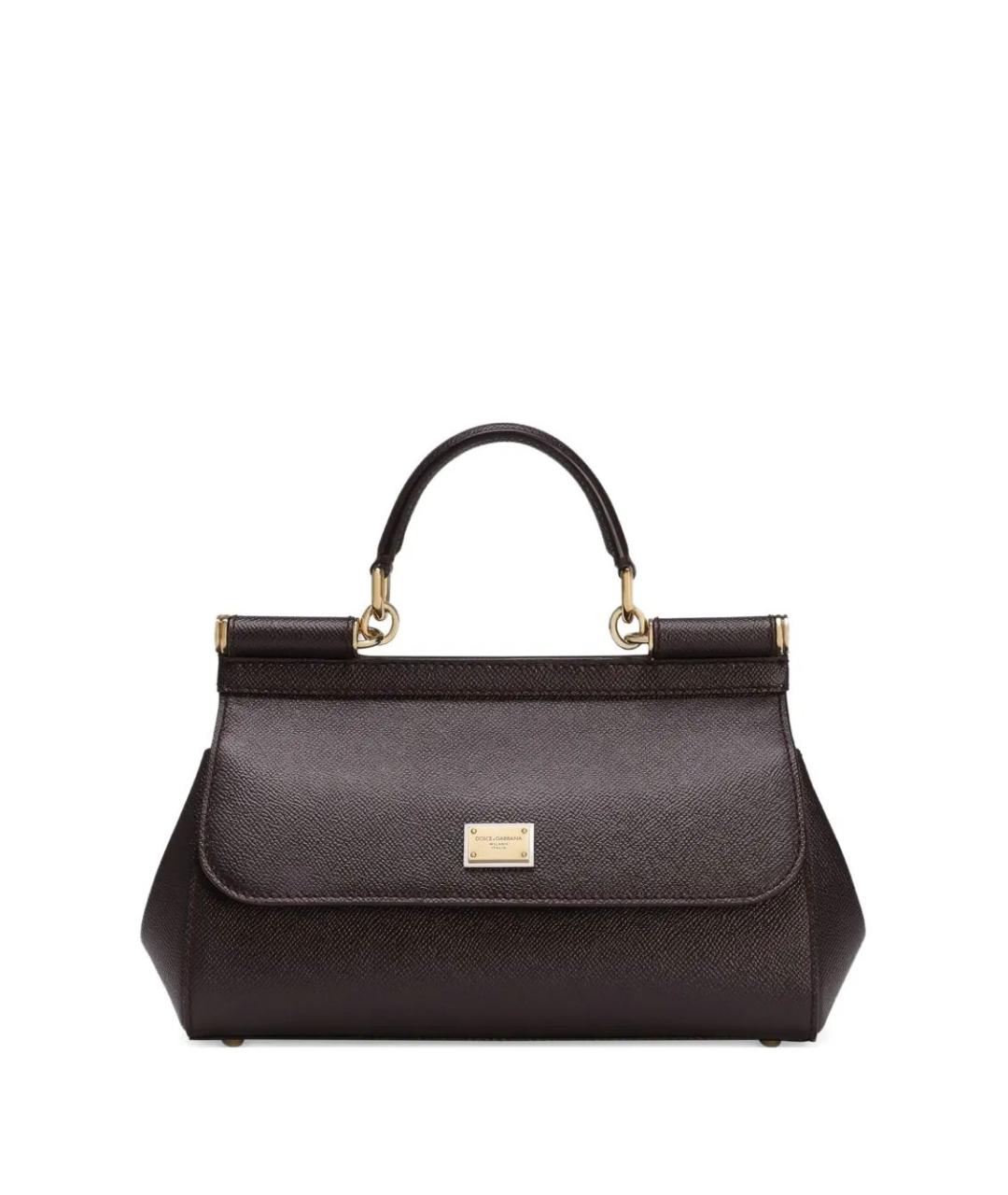 DOLCE&GABBANA Коричневая кожаная сумка тоут, фото 1
