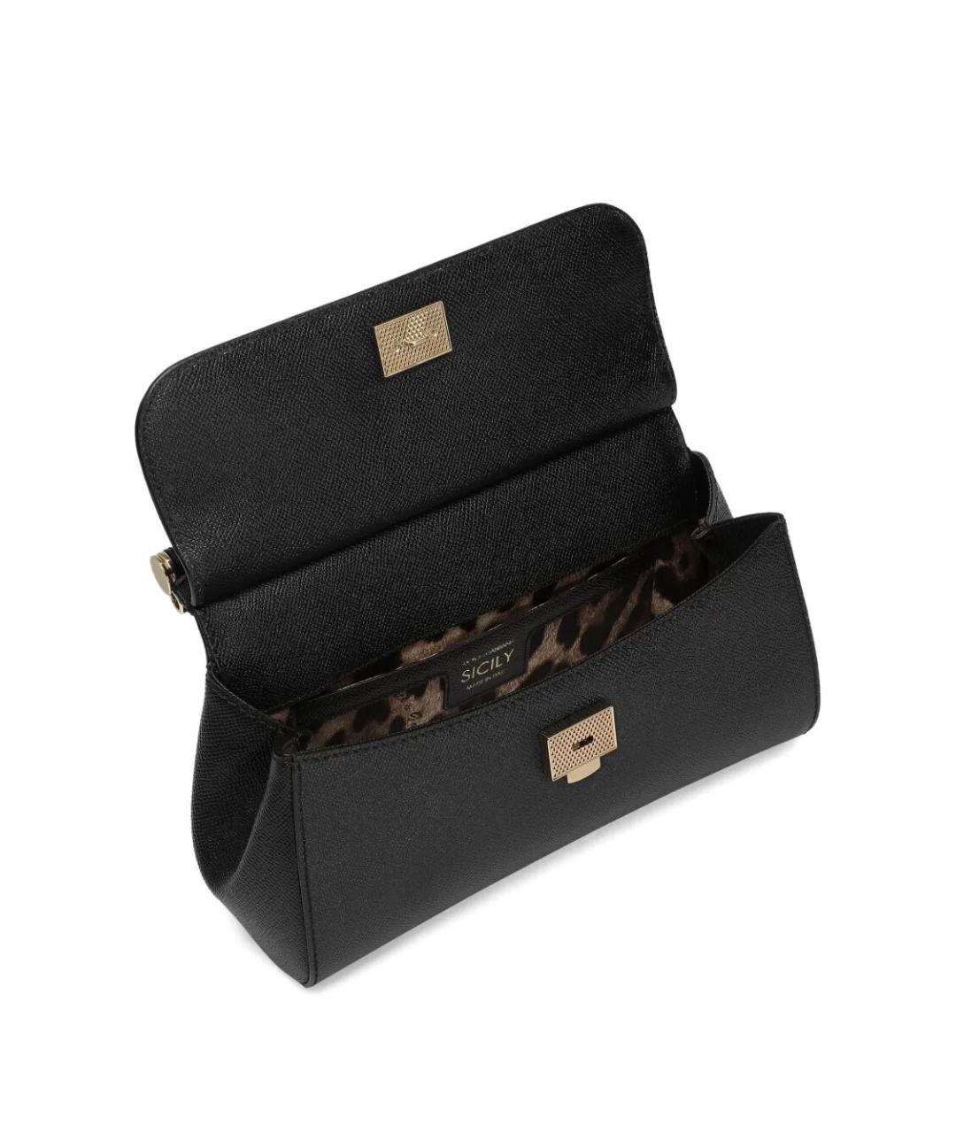 DOLCE&GABBANA Черная кожаная сумка тоут, фото 4