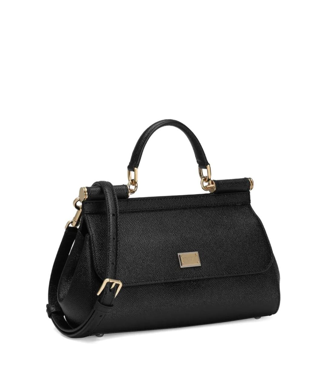 DOLCE&GABBANA Черная кожаная сумка тоут, фото 3