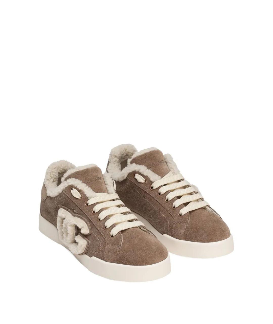 DOLCE&GABBANA Коричневые замшевые кеды, фото 2