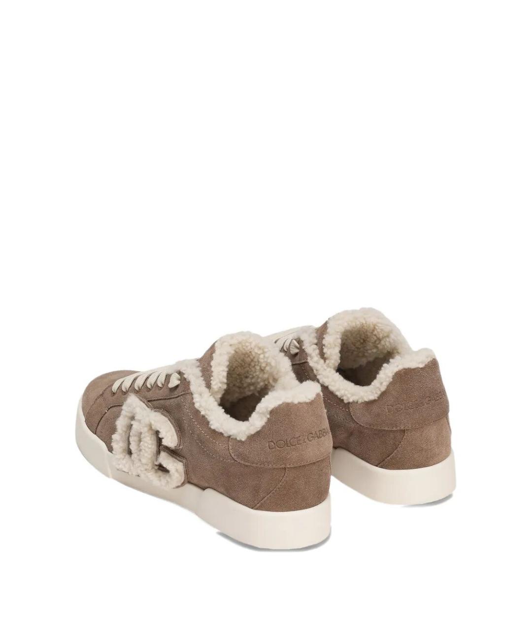 DOLCE&GABBANA Коричневые замшевые кеды, фото 3