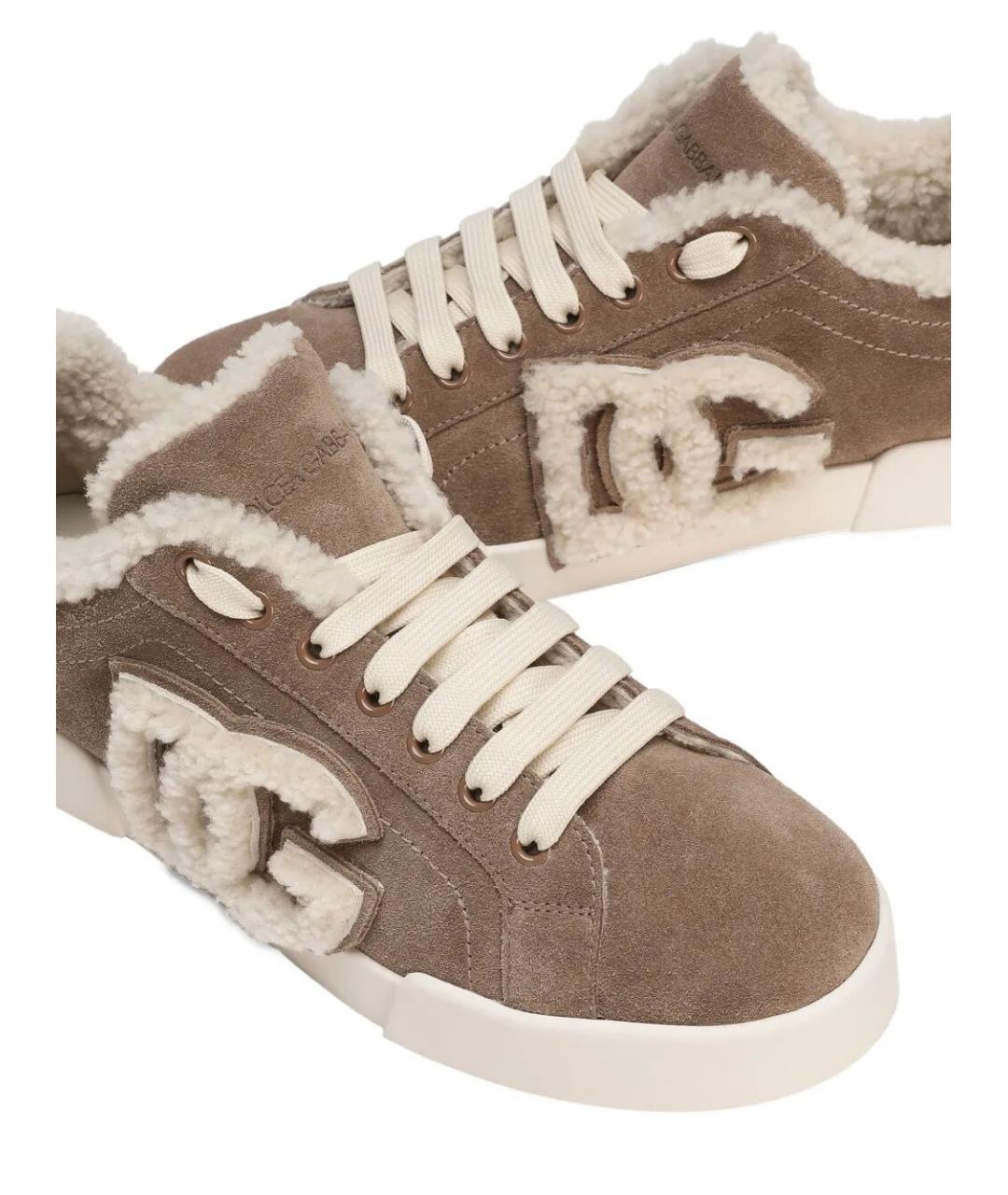 DOLCE&GABBANA Коричневые замшевые кеды, фото 4