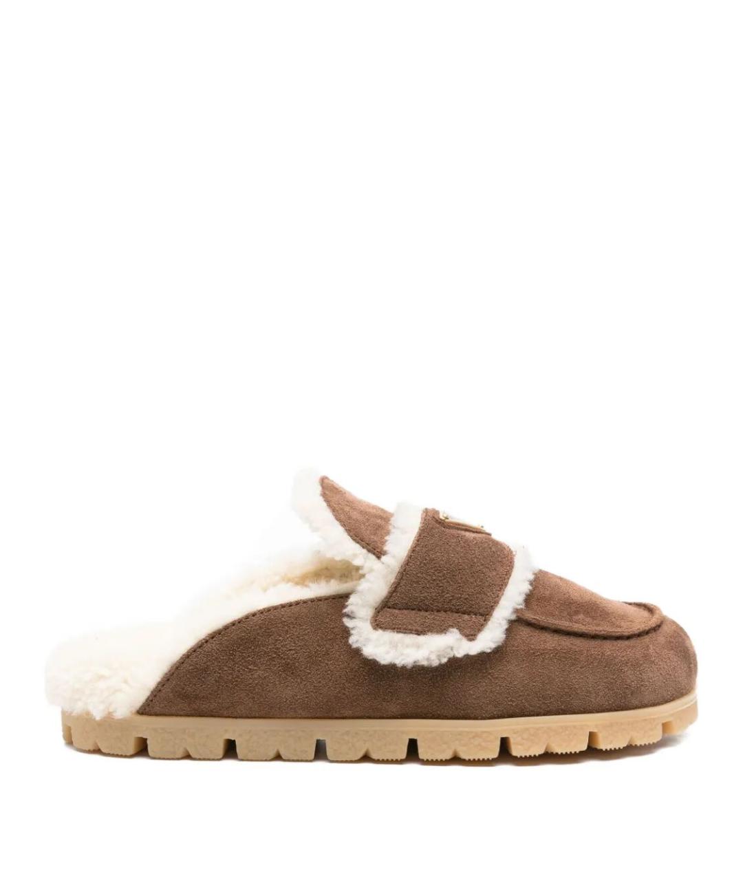 PRADA Коричневые замшевые сабо, фото 1