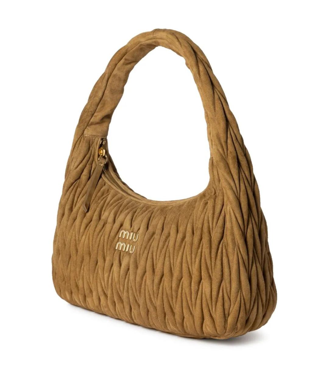 MIU MIU Хаки замшевая сумка через плечо, фото 3