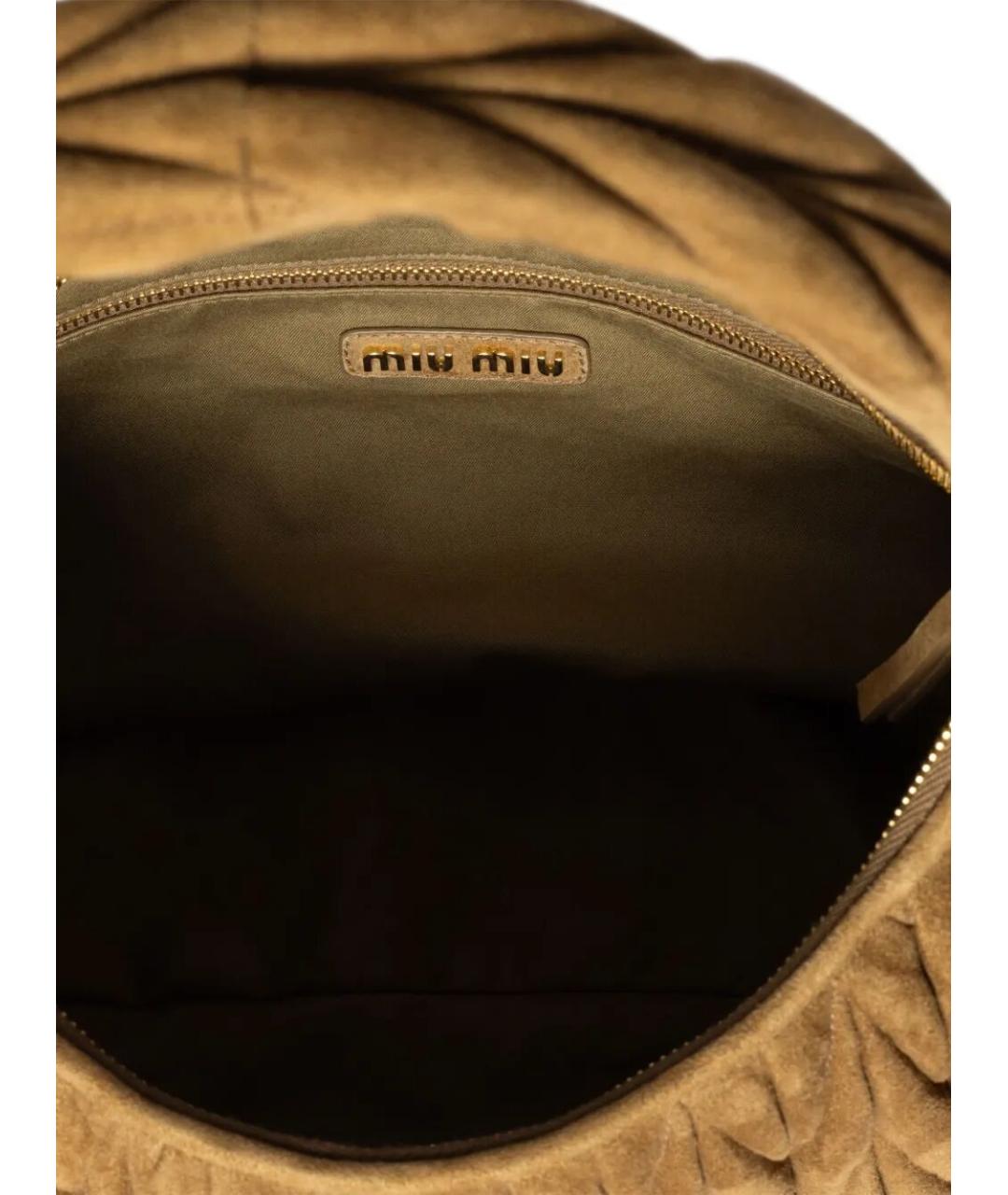 MIU MIU Хаки замшевая сумка через плечо, фото 7
