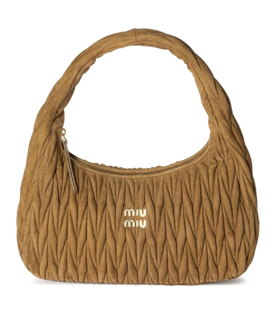 MIU MIU Хаки замшевая сумка через плечо, фото 1