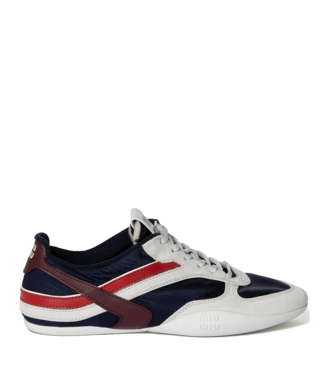 MIU MIU Темно-синие текстильные кроссовки, фото 1