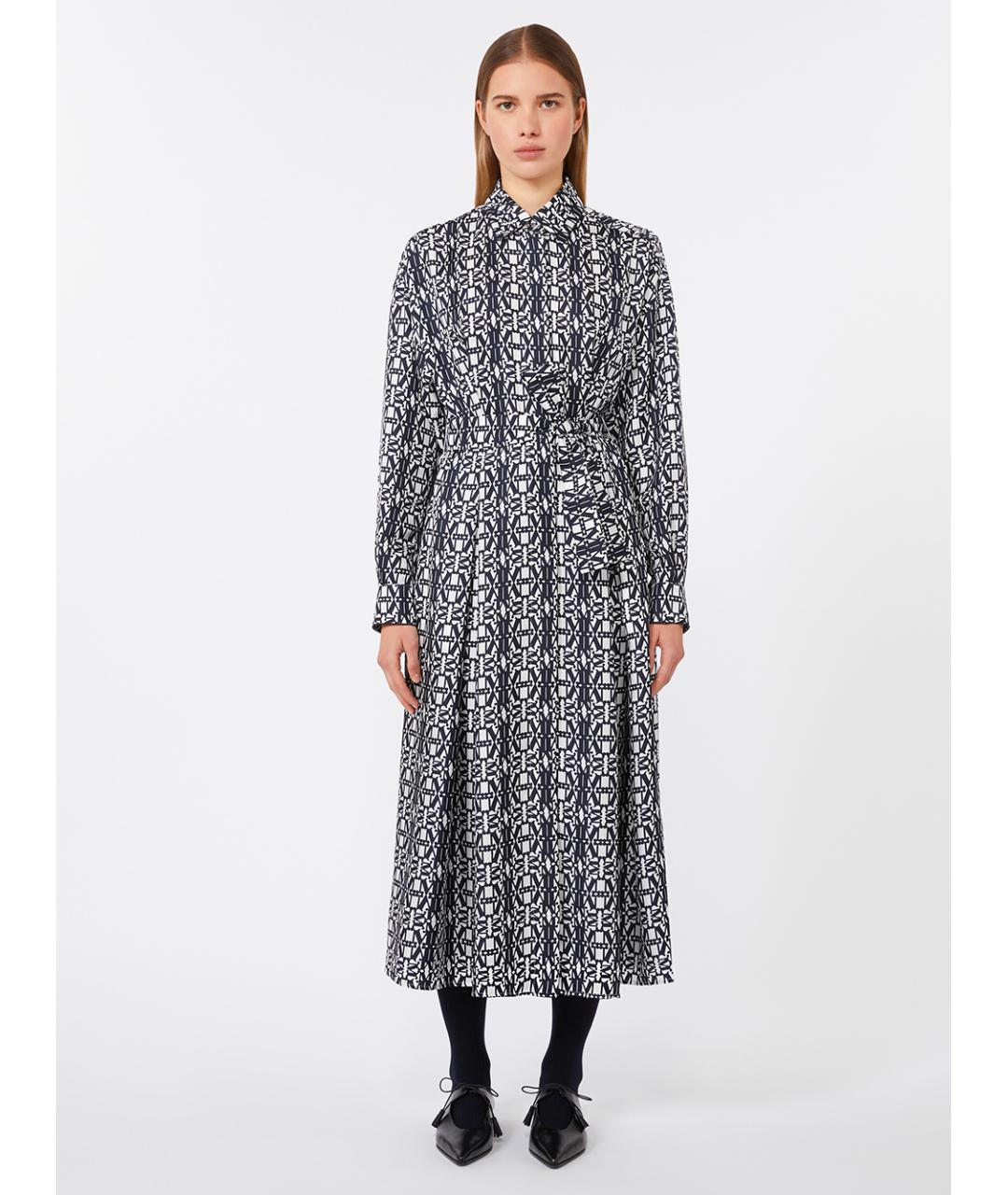 MAX MARA Синее шелковое повседневное платье, фото 2