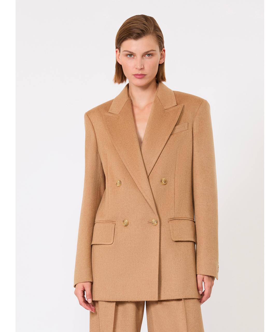 MAX MARA Бежевый шерстяной жакет/пиджак, фото 2