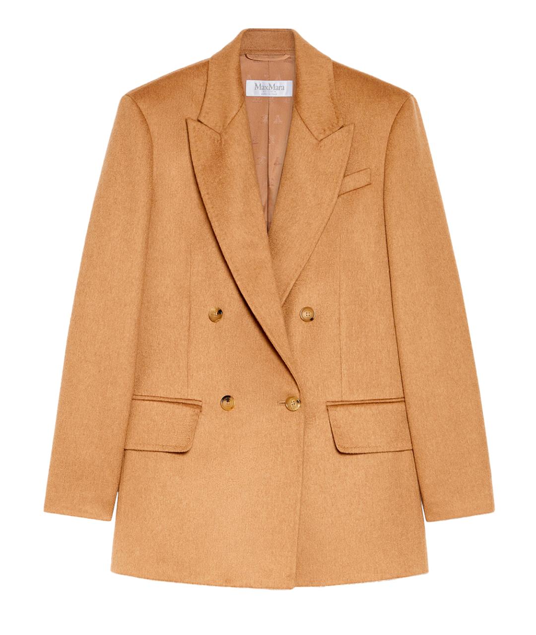 MAX MARA Бежевый шерстяной жакет/пиджак, фото 1